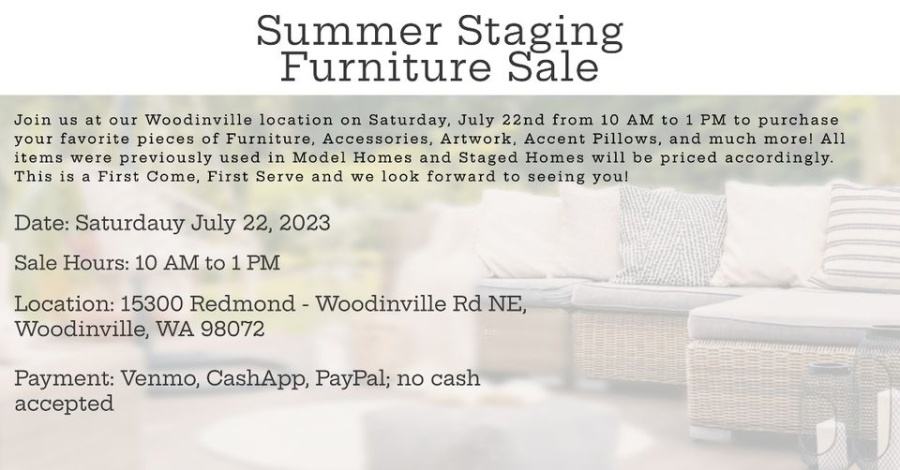 Staging Warehouse Furniture Sale